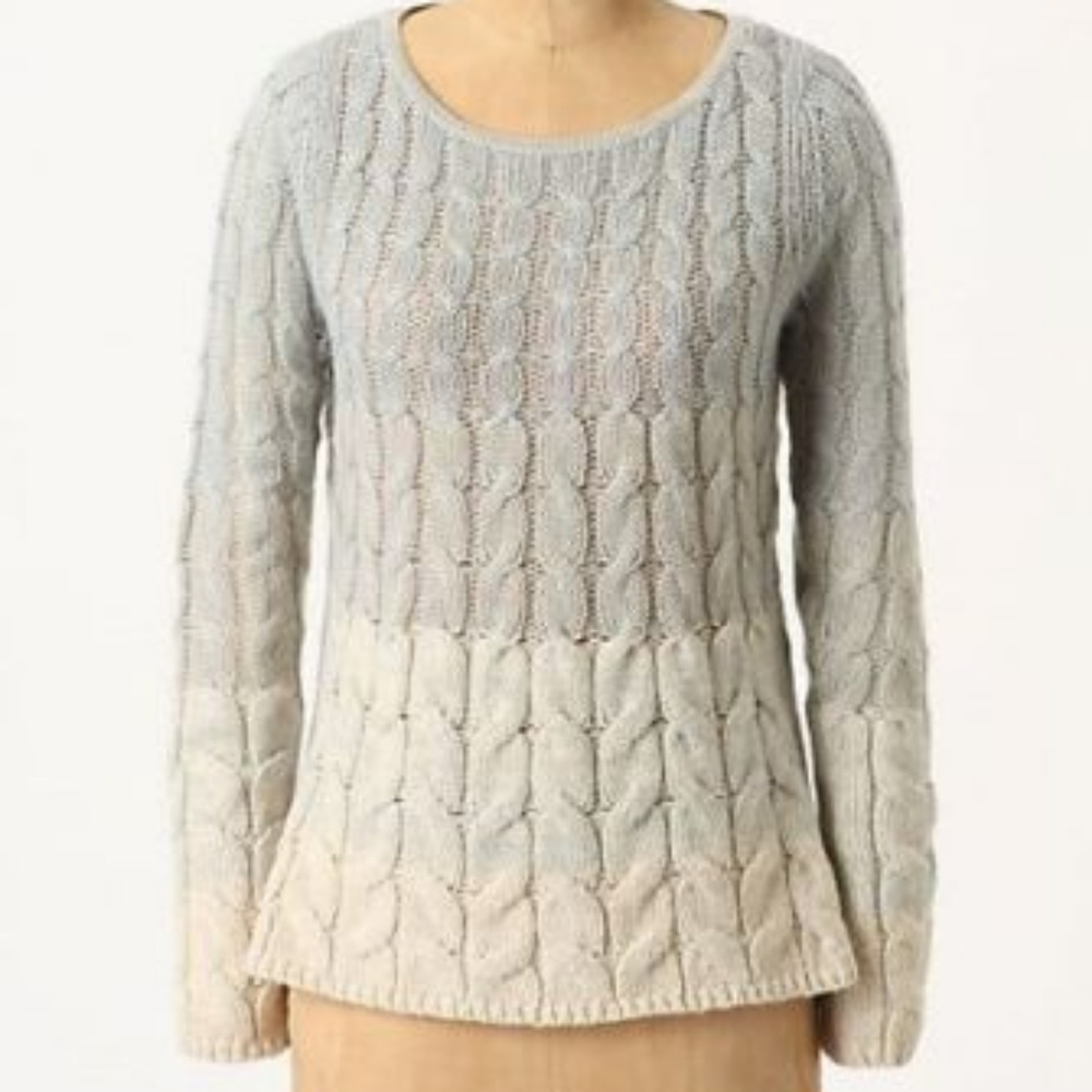 Anthropologie Blue Ombre Sweater Fading Stitch Pullover By Sparrow, Size M